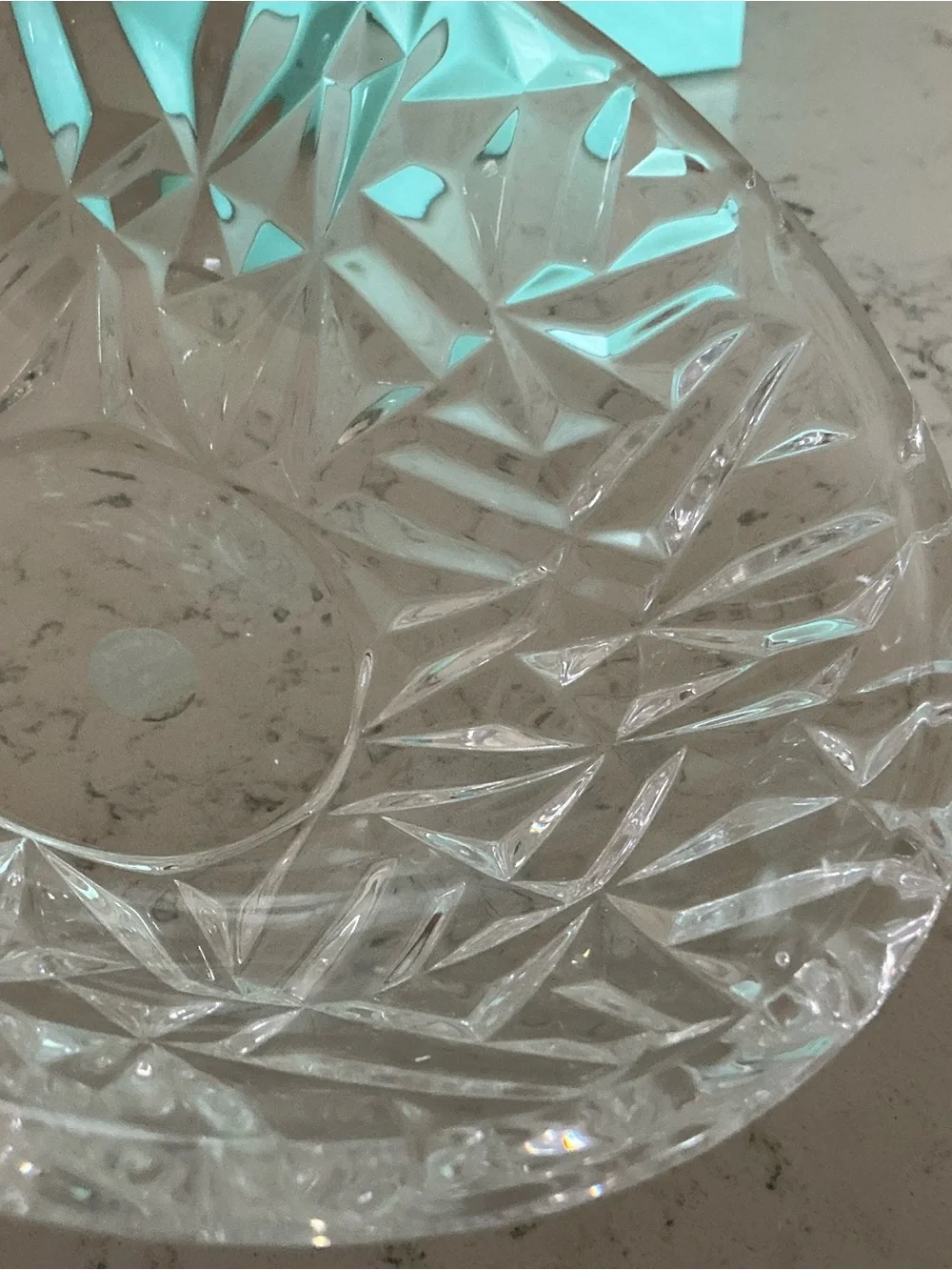 Tiffany & Co. Clear Cut Crystal Bowl Rock Out Faced edges and Tiffany Blue Box